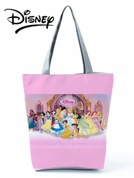 Disney Prinsesse Askepot Trykte Håndtasker Animation Skulder Taske Med Høj Kapacitet Kvinder Shopping Taske Opbevaringspose Afslappet Strand Taske