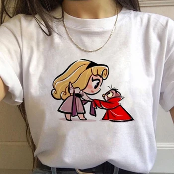 Disney Rapunzel Søde T-shirts Til Piger Mode kortærmet Dame Toppe Harajuku Æstetisk Tøj O Hals Kvinder Hvid T-shirt