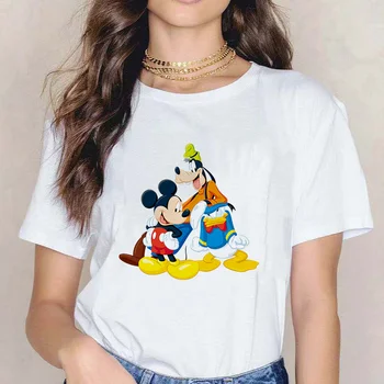 Disney Tegnefilm Kvindelige Tshirt Mickey Mouse Vennerne Print Kort Ærme Toppe & t-Shirts Mode Afslappet T-Shirt til Kvinder, Tøj, T-shirts