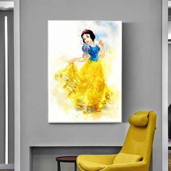 Disney Tegnefilm Skønhed Prinsesse Figur Lærred Maleri Plakater og Prints til Børn Værelses Væggen Gave Dekoration Cusdros