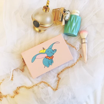 Disneys nye tegnefilm Dumbo, lady box taske pige skulder messenger mobiltelefon læift taske vilde kæde makeup pungen