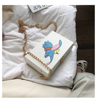 Disneys nye tegnefilm Dumbo, lady box taske pige skulder messenger mobiltelefon læift taske vilde kæde makeup pungen