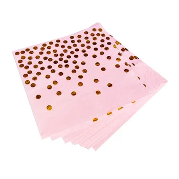 Disponibel Papir Bordservice Af Pink Og Forgyldning Polka Dot Fødselsdag Part Tema