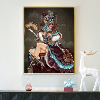 DIY Fuld Diamant Maleri Sexet Maske Prinsesse Smukke Pige Cross Stitch Classic 5D Broderi Syning Art Home Room Decor
