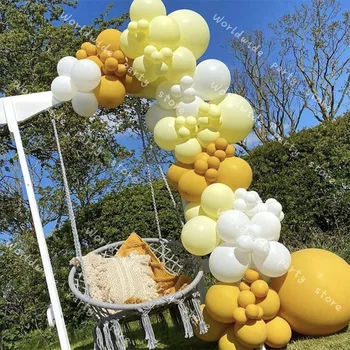 DIY Fødselsdag Balloner Arch Garland Kit Hvid Ingefær Gul Latex Balloner, Bryllup, FØDSELSDAG, Baby Shower Globos Dekoration