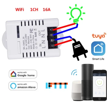 DIY Hjem Smart stemmestyring Google/Alexa Tuya Smart Wifi Skifte 16A
