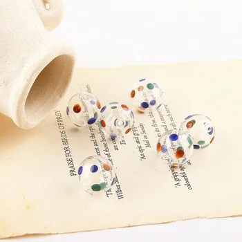DIY håndlavede smykker farve hånd-malet polka-dot glas boble øreringe øreringe materiale tilbehør