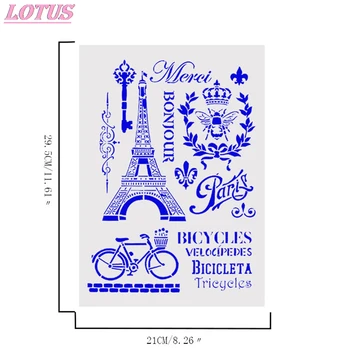DIY Håndværk Lagdeling Stencils Til Vægge Maleri Scrapbooking frimærkealbum Indretning Prægning Eiffeltårnet Cykel Papir Kort Skabelon