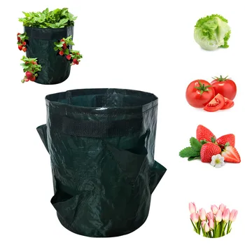 DIY-Jordbær-Plantning-PE Klud Plantning Container Bag Haven Pot grøntsagsdyrkning Tasker Fugtgivende Vertikale Have Taske