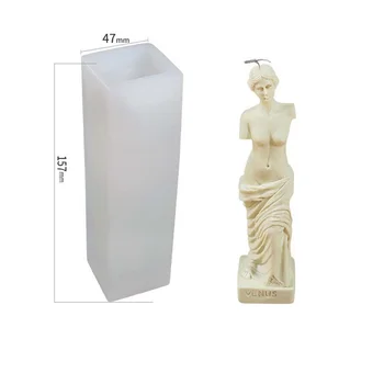 Diy-Lys Skimmel Gips Håndlavet Gøre Leverancer Romerske Kolonne Gudinde Venus Formet Duft Lys Skimmel 0529