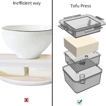 DIY Plast Tofu Tryk på Formen Hjemmelavet Tofu Skimmel Soja Ostemasse Tofu at Gøre Formen med Ost Klud Køkken Madlavning,Grå