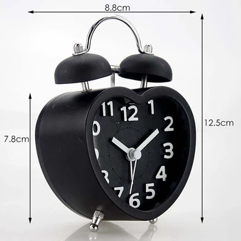 Dobbelt Alarm Clock Digital Display Klassisk Hjerte-Formet Desktop-Quartz Ure Doven Person Gave til Soveværelse Sengen