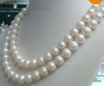 Dobbeltstrenge naturlige 9-10mm south sea hvid perle necklace18