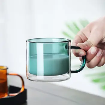 Dobbeltvæggede Glas Og Krus med Håndtag varmeandig Isoleret for Varmt Kolde Drikke Latte Cappuccino, Te Øl Forsyninger