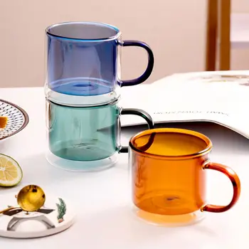 Dobbeltvæggede Glas Og Krus med Håndtag varmeandig Isoleret for Varmt Kolde Drikke Latte Cappuccino, Te Øl Forsyninger