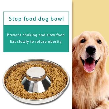 Dog Skål Hundefoder BowlFood UtensilsStainless Stål Slow Food BowlPuppy Stop Dog Mad Skål Pet Supplies Hund Produkter