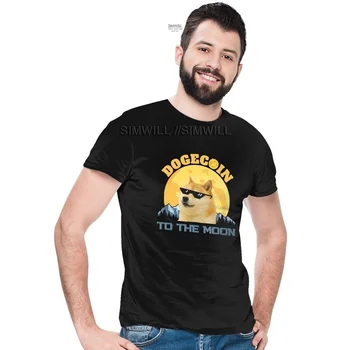 Dogecoin Humor Til Månen Bitcoin T-shirt Mænd Grafisk T-Shirt med Korte Ærmer Bomuld Sjove Shiba Inu Hund Unik Tshirt Tee Toppe