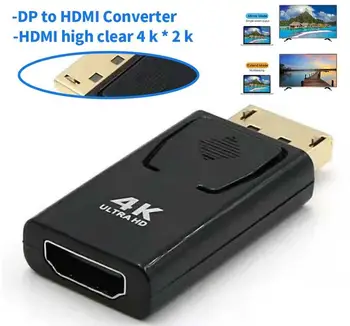 DP-Til-HDMI-kompatibel Max 4K-60Hz Displayport Adapter Mandlige og Kvindelige Kabel Konverter DisplayPort-Til-Adapter Til PC-TV Projektor