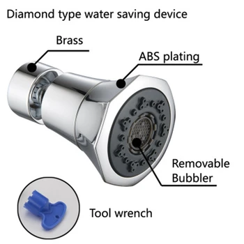 Drejeligt Faucet Udskiftning Anti-Splash Water Filter Adapter brusehoved Bobleflasken Saver Tap, Badeværelse, Køkken Værktøjer