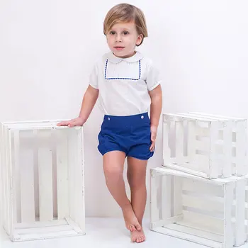 Dreng Bomuld Tøj Sæt Baby Spanien Boutique Tøj, Barn Sommer Passe Spædbarn Shirt + Hofteholder Bukser Kid Fødselsdag Party Outfit