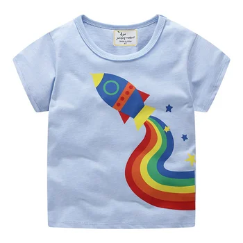 Drenge Piger Raket Tees Top Bomuld Sommer Børn Kid Piger Drenge Raket Rainbow Print T-shirt, Toppe Baby-Shirts, Tee