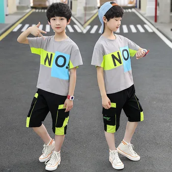 Drenge Tøj, Sports Trop Dreng 2020 Sommer Kort-langærmet Sæt 2stk børnetøj Træningsdragt 6 8 10 12 14 År Teen Kids Tøj