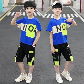 Drenge Tøj, Sports Trop Dreng 2020 Sommer Kort-langærmet Sæt 2stk børnetøj Træningsdragt 6 8 10 12 14 År Teen Kids Tøj