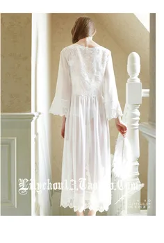 Dropshipping Palace fransk hvid blonde transparent nightdress robe sexy bride dress