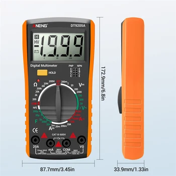 DT9205A LCD-Digital Multimeter Bærbare AC DC Volt Voltmeter Amperemeter Ohm Spænding, Modstand Kapacitans Tester Meter