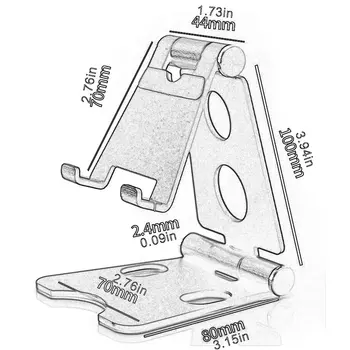 Dual Justering Af Holdeskålen Aluminium Mobiltelefon Holder Folde Desktop, Tablet Stå Telefonholder
