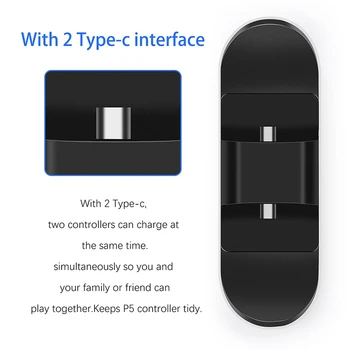 Dual USB Controller Oplader Dock Base for Sony Playstation 5 PS5 Joystick, Gamepad ladestation
