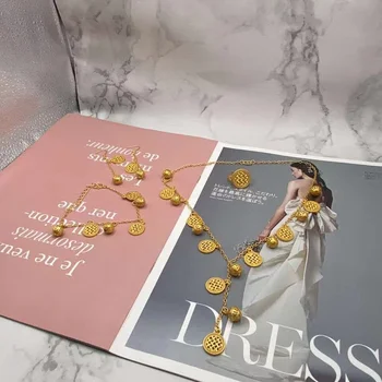 Dubai Deluxe-Bride-Halskæde, Øreringe, Ring Og Armbånd Sæt Franske Kvinde Bryllup Fest Kostume Smykker, Muslimsk Tøj, Tilbehør