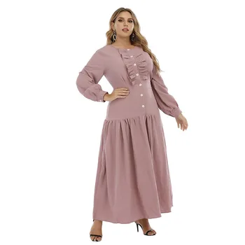 Dubai Muslimske Kvinder Lang Kjole Kaftan Arabiske Abaya Islamisk Tøj Plus Size Foran Knapper Maxi Kjole Kjole Mellemøsten Løs Kjole