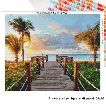 DUTEY 5D Diamant Maleri Naturskønne Seaside Solnedgang Cross Stitch Kit er Fuld Drill Broderi Mosaik Håndlavet Kunst Gave boligindretning