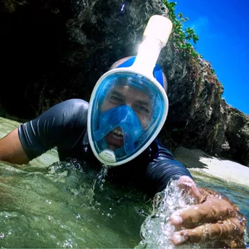 Dykning Briller Full Face-for GOPRO Kamera Svømning Maske Fulde Tør Vejrtrækning Rør under vandet Maske, Briller L