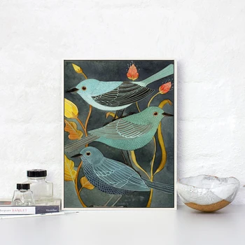 Dyr, Fugle Nightingale Retro Indretning Lærred Maleri Skabende Kunst Stil Udskriv Billede Plakat Væg Kunst, Home Decor