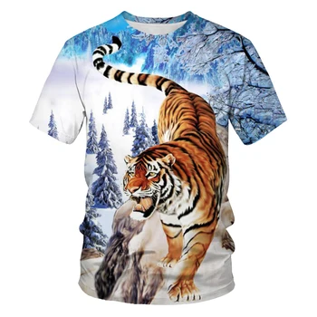 Dyr Tiger 3D-Print Mode til Kvinder Og Mænd T-Shirt Afslappet O-Hals Løst Tøj, Åndbar Hip-Hop Top 130-6XL