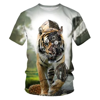 Dyr Tiger 3D-Print Mode til Kvinder Og Mænd T-Shirt Afslappet O-Hals Løst Tøj, Åndbar Hip-Hop Top 130-6XL