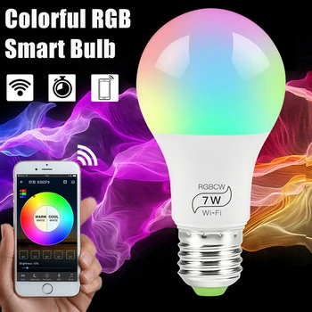 E27 RGB + CW Pære WiFi Smart Pære Lampe Farverige Skiftende Pære Hjem Smart LED-Pære til at Lyse for Holiday Club-Bar