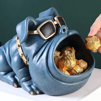 E7CC 3D Cool Hund Figur Store Mund Dog opbevaringsboks Nøgle, Telefon, Bruser Diverse opbevaringsboks Art Skulptur Tabel Home Decor