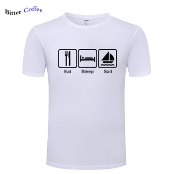 Eat Sleep Sejle Print T-shirt Hot Salg Tilpasset Sjov Sommer Mænd Bomuld O-hals, Kort Ærme Hip Hop Tee T-Shirt Plus Størrelse