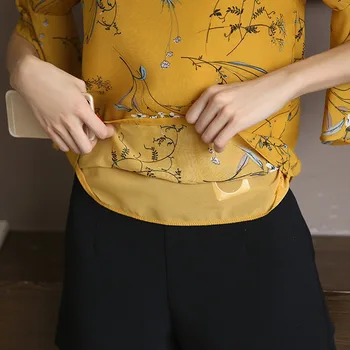 EFINNY Elegant Flare Ærmet, Bluser, Shirts Mode Blomster Print Chiffon Toppe 3 Farver V-Hals Kvinder Pullover Shirts Tos