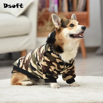 Efterår Og Vinter Nye Hund Tøj Camouflage Dog Fløjl Jakke Fleece Varm Hund Pels Mode Velcro Pet Tøj