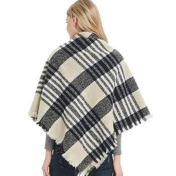 Efterår og Vinter Nye Polyester Dobbelt-side Farverige Firkantet Tørklæde Women ' s Fashion Sjal