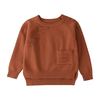 Efteråret Børn Sweatshirt Børn Dreng Solid Print Strikket Bomuld, Afslappet Tøj, Overtøj