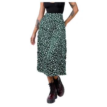 Efteråret Kvindelige Nederdele grænseoverskridende Kvinder Leopard Chiffon Print Split-Længde Lynlås, Høj Talje, Sexede Damer Pendler Rejsen#g