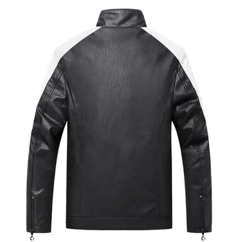 Efteråret og vinteren mænds læder jakke plus velvet varm jakke motorcykel syning jakke PU læder jakke kvalitet krave