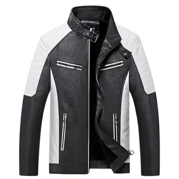 Efteråret og vinteren mænds læder jakke plus velvet varm jakke motorcykel syning jakke PU læder jakke kvalitet krave