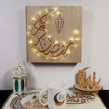 Eid Dekorationer Træ-DIY-LED Lampe-Væg Hængende Ornament Ramadan Dekorationer Til Hjemmet Islamiske Muslimske Fest Eid Indretning