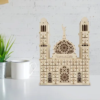 Eid Mubarak LED Træ Nedtælling Palace Kalender Ramadan Festival Party Indretning i Træ Håndværk Bryllup Home Decor